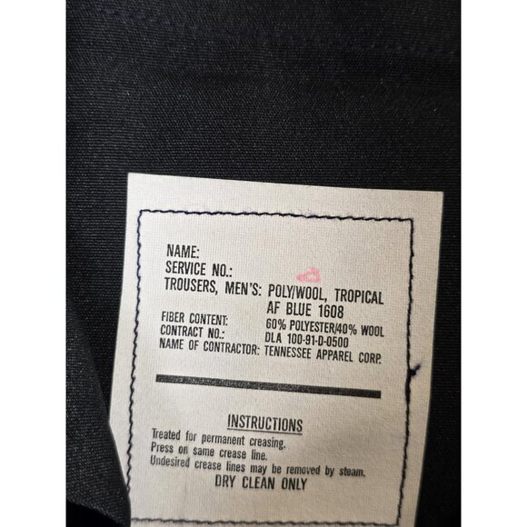 Vintage USAF Dress Pants Mens 36L AF Blue 1608 Poly Wool Tropical Uniform 90s - Picture 8 of 13